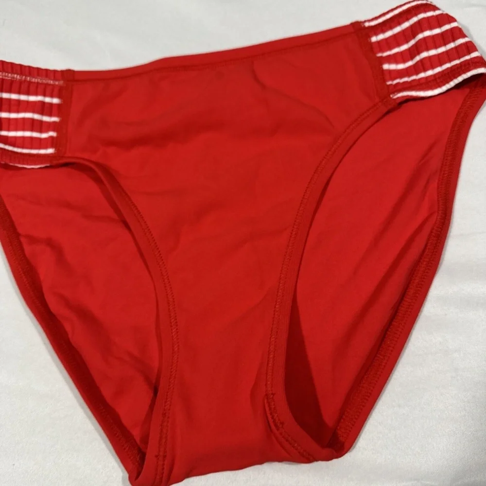 NEW $88 Robin Piccone Sailor High‎ Waist Bikini Bottoms Red [ Small ]